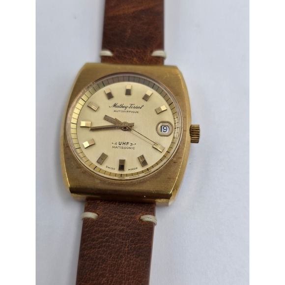 Vintage 1970s Mathey-Tissot UHF Matissonic Automatic Gold-Plated Swiss Watch - Picture 5 of 5